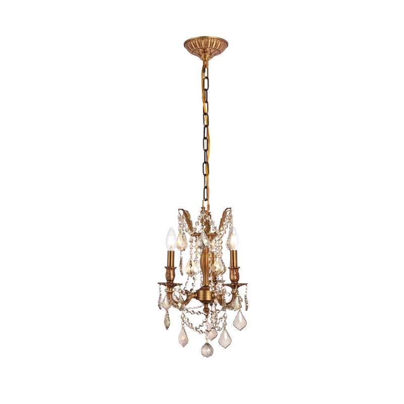 Somette Lugano 3-light Royal Cut Gold Crystal and French Gold Chandelier