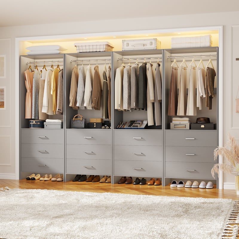 Cimly Freestanding Closet Sytem with Drawers, Closet Organizer Wardrobe for Walk-in and Reach-in Closet