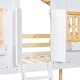 preview thumbnail 20 of 22, Artsy Twin over Twin Wood House Roof Bunk Bed with Roof, Window Box, Door, Safety Guardrails and Ladder