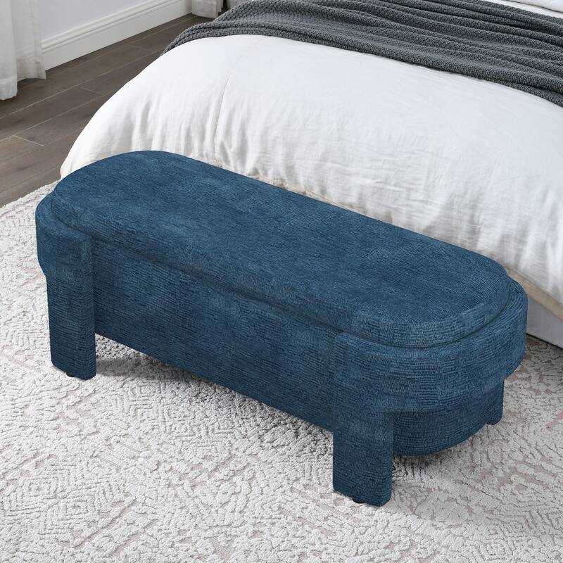 Linen Storage Bench for Bedroom, Large Upholstered End of Bed Ottoman Modern Window Bench with Hidden Storage