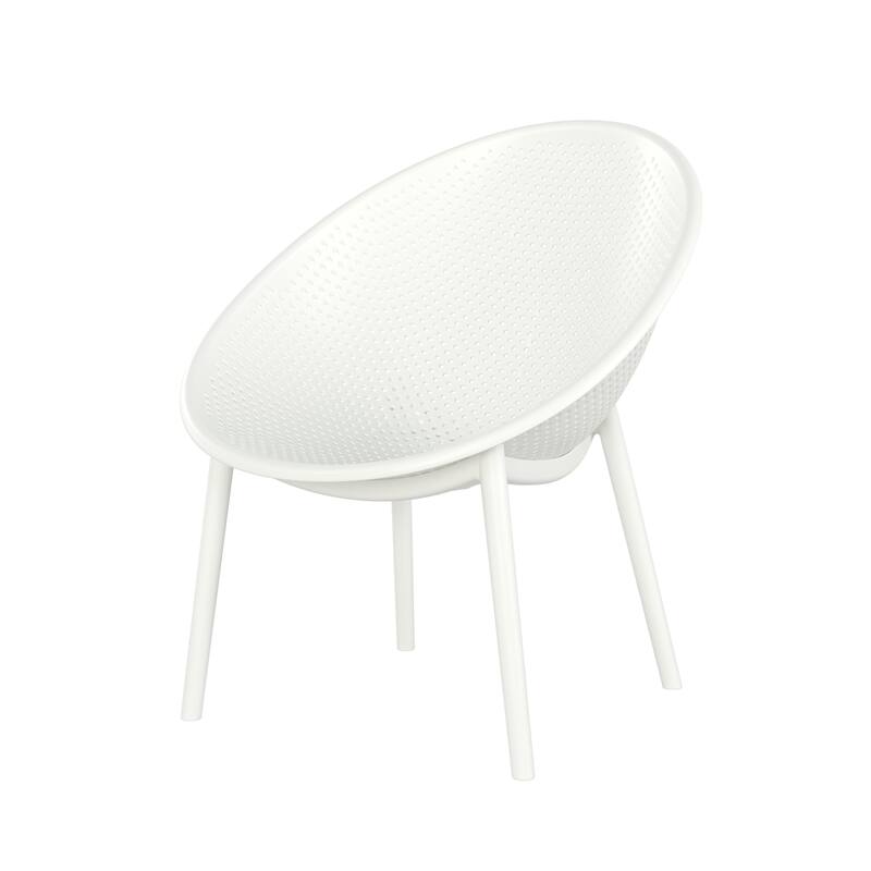 Roomfitters Gable Outdoor Plastic Accent Chair with Weather Resistant Build, Modern Slat Back, White Set of 2 - Set of 2