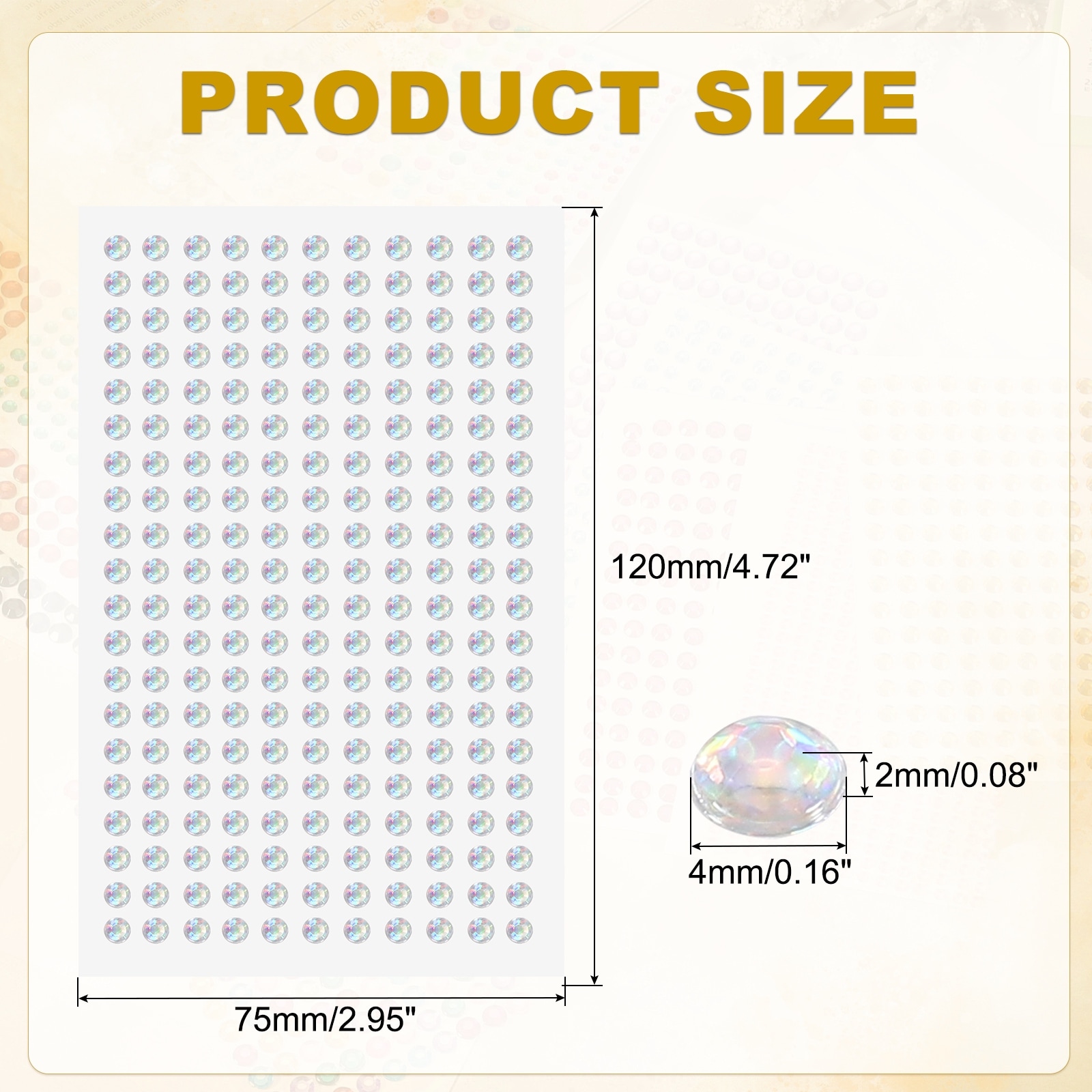 Rhinestone Adhesive Stickers Acrylic Gem Sticker Face Bling Gem Stones Jewel for Nail Art Craft Makeup - 4mm