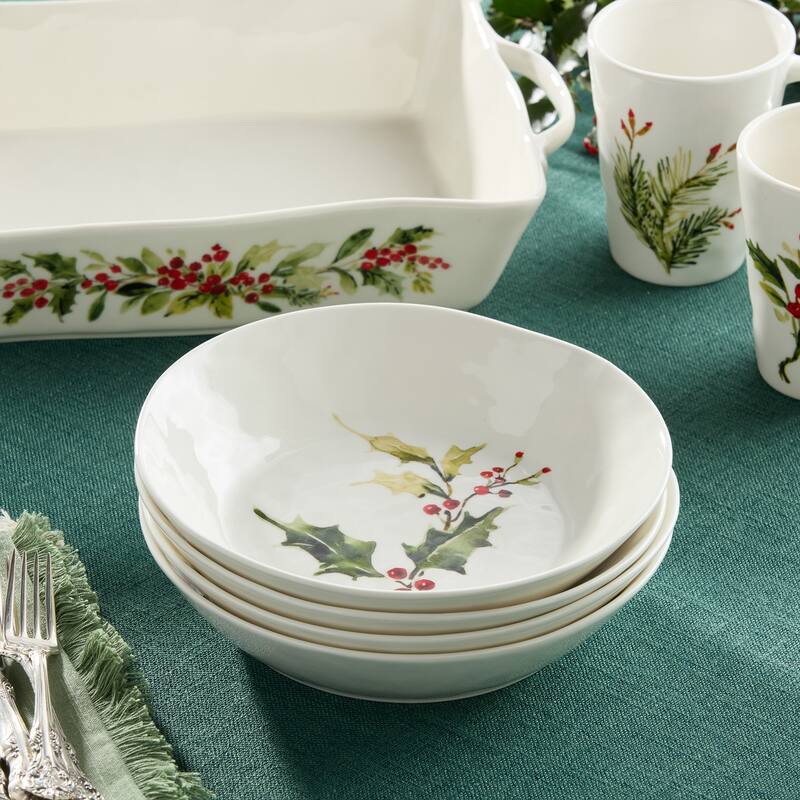 Certifed International Holly And Vines Set of 4 Dinner Bowls 9.5" x 2" - 9.5 L x 9.5 W x 2 H