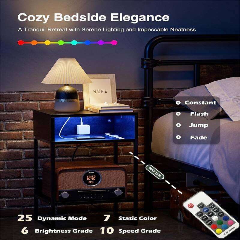 Side Table with Charging Station