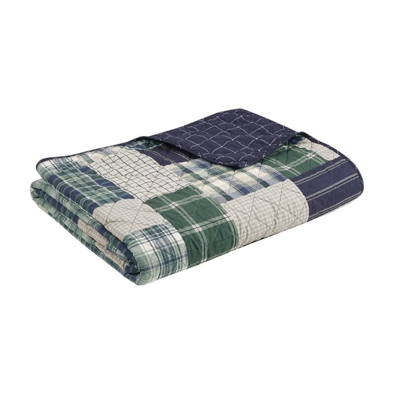3 Piece Reversible Printed Quilt Set Green / Navy King/Cal King
