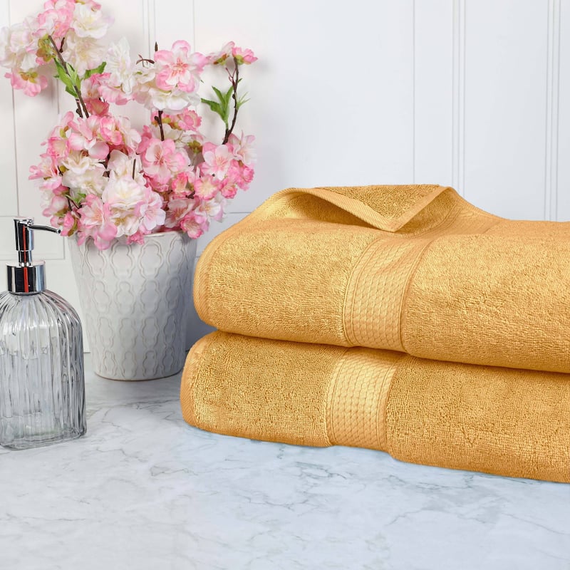 Superior Egyptian Cotton Pile Heavyweight Bath Sheet Set of 2 - Gold