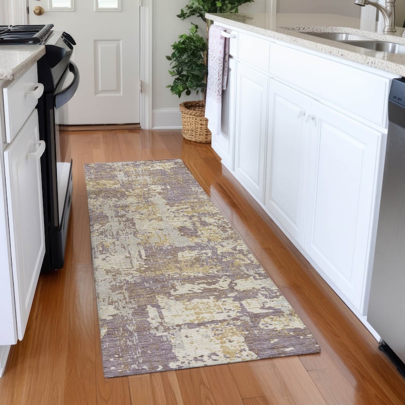 Premium Washable Super Soft Abstract Acree Mayfield Rug - Lavender - 2'3" x 7'6"