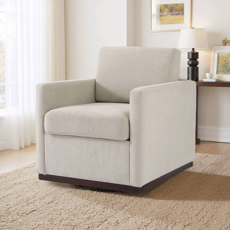 Modern Upholstered Swivel Armchair for Living - 1-Piece - Sand