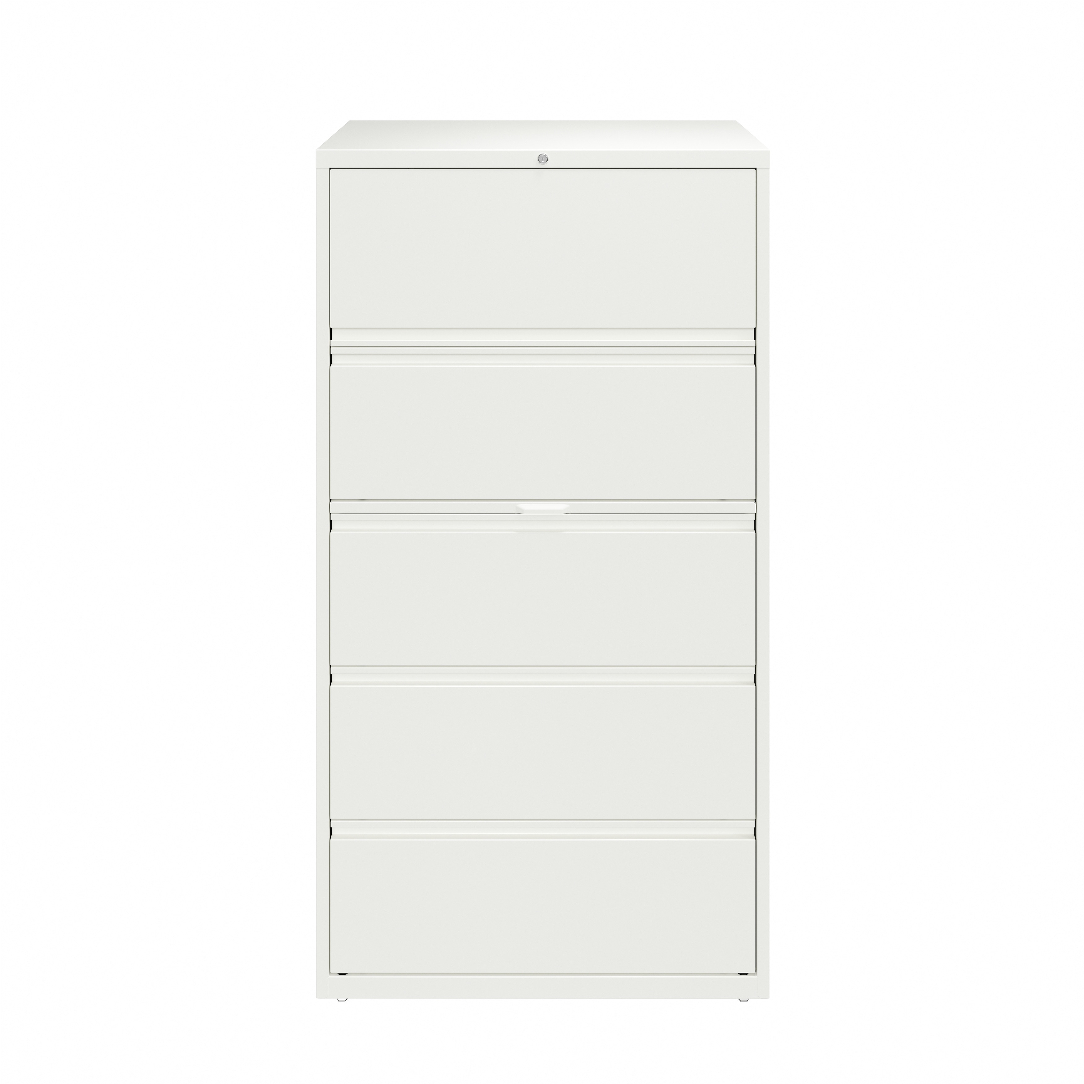 Hirsh 36-in Wide HL10000 Series 5 Drawer Lateral File Cabinet with Posting Shelf and Roll-Out Binder Storage, White