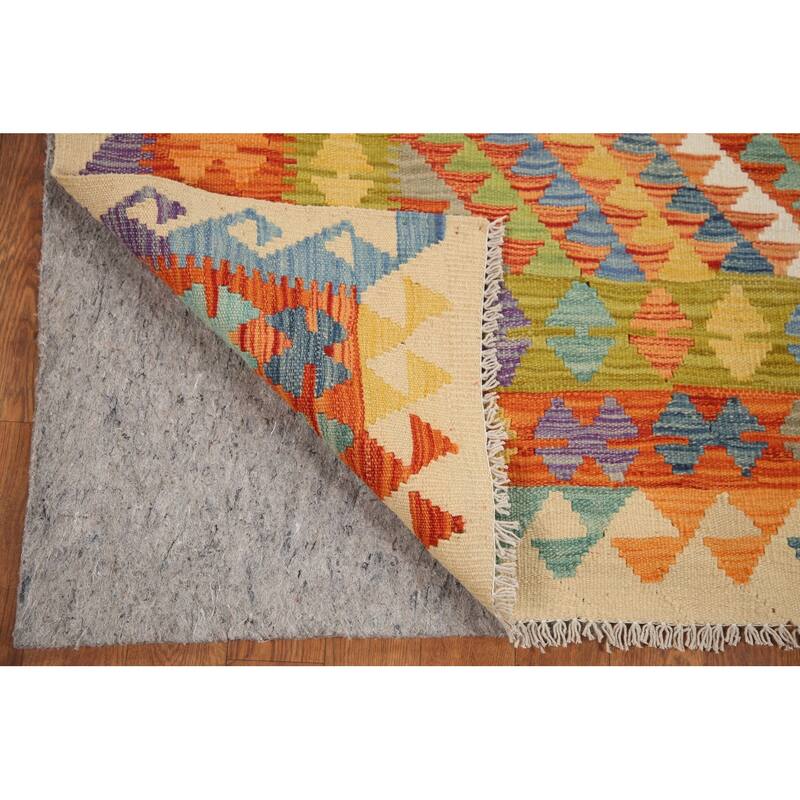 Hand Woven Oriental 100% Wool Carpet Southwestern Geometric Multi-Colored Kilim Area Rug - 6' 1'' X 5' 0''