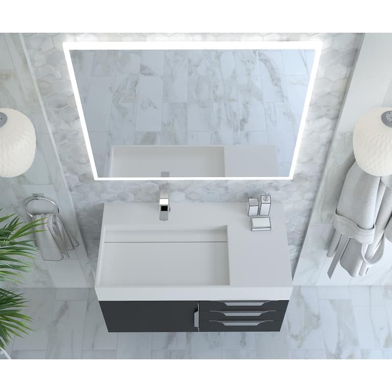 Amazon 36" Wall Mounted Bathroom Vanity Set w/ White Top