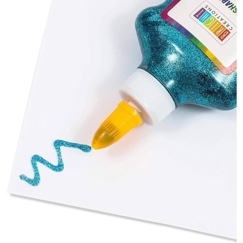 Bright Creations 8 Pack Metallic Art Glue with Glitter Paint Gel Bottles, 8 Colors, 6.76 oz