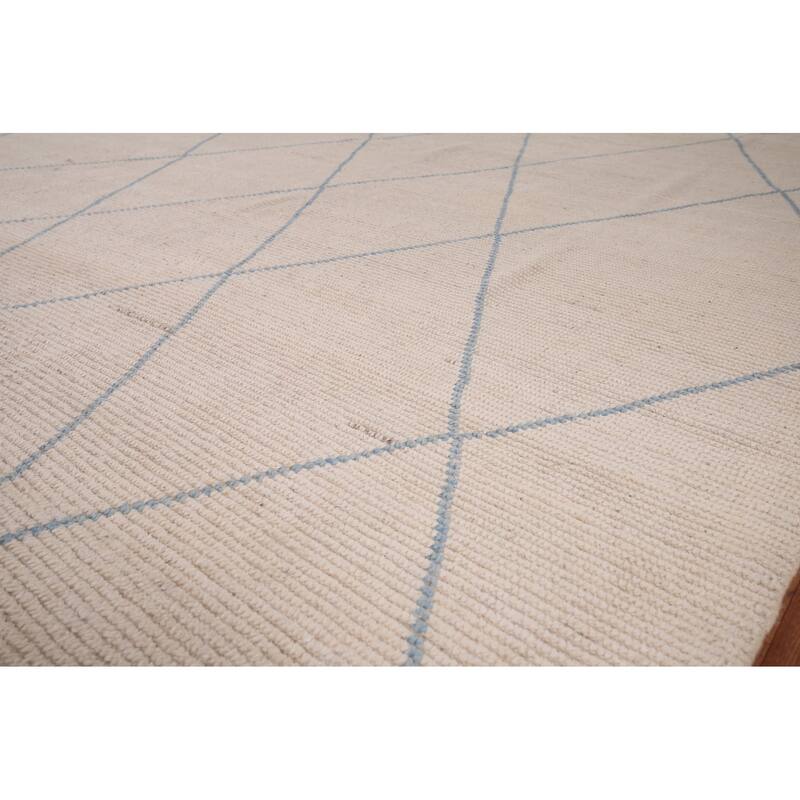 All-Over Trellis Moroccan Large Area Rug Handmade Wool Carpet - 8'10" x 13'7"