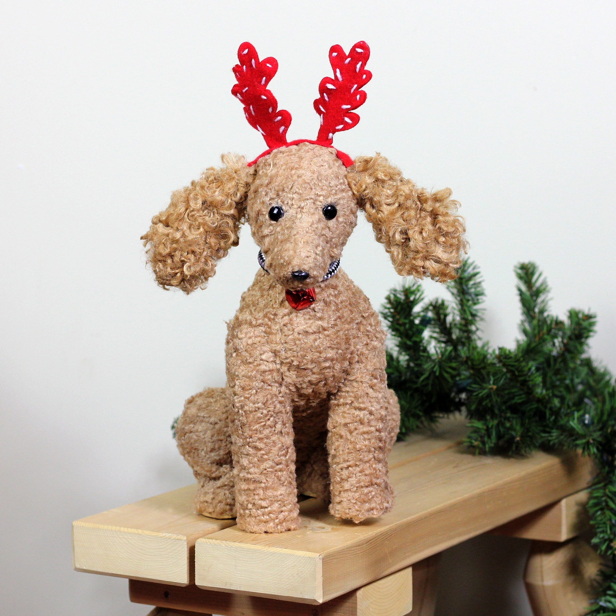 Shop 14 5 Plush Tan Bichon Frise Puppy Dog With Red Antlers