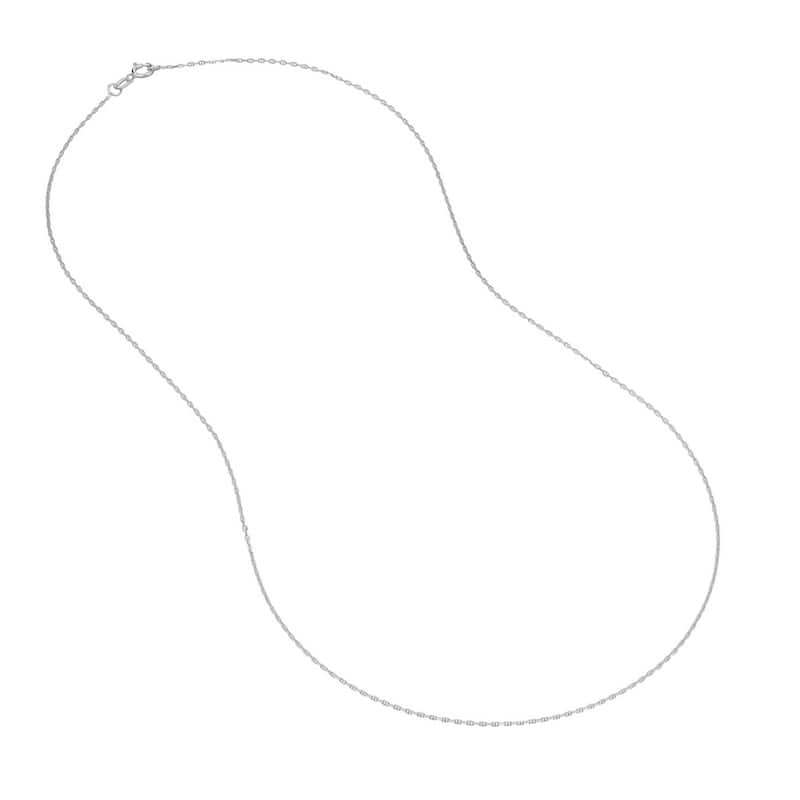 Curata 14k White Gold 0.95mm Mariner Anchor Chain Necklace (Spring Ring)