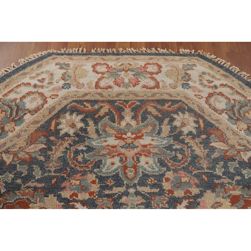 Heriz-Serapi Octagon Rug Hand-Knotted Wool Carpet - 6'0" x 5'11"