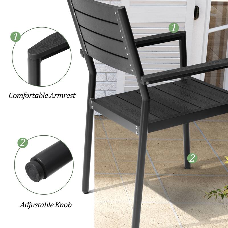 Pellebant 7/9PC Outdoor Rectangle Aluminum Dining Table with Stackable Chairs