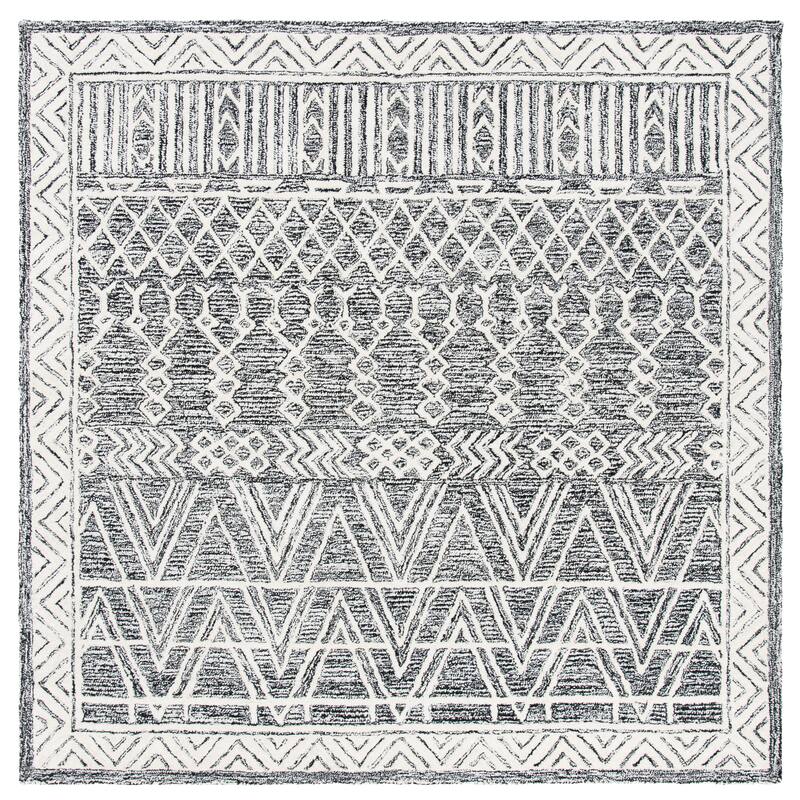 SAFAVIEH Handmade Abstract Jevhen Modern Wool Rug - 6' Square - Ivory/Black
