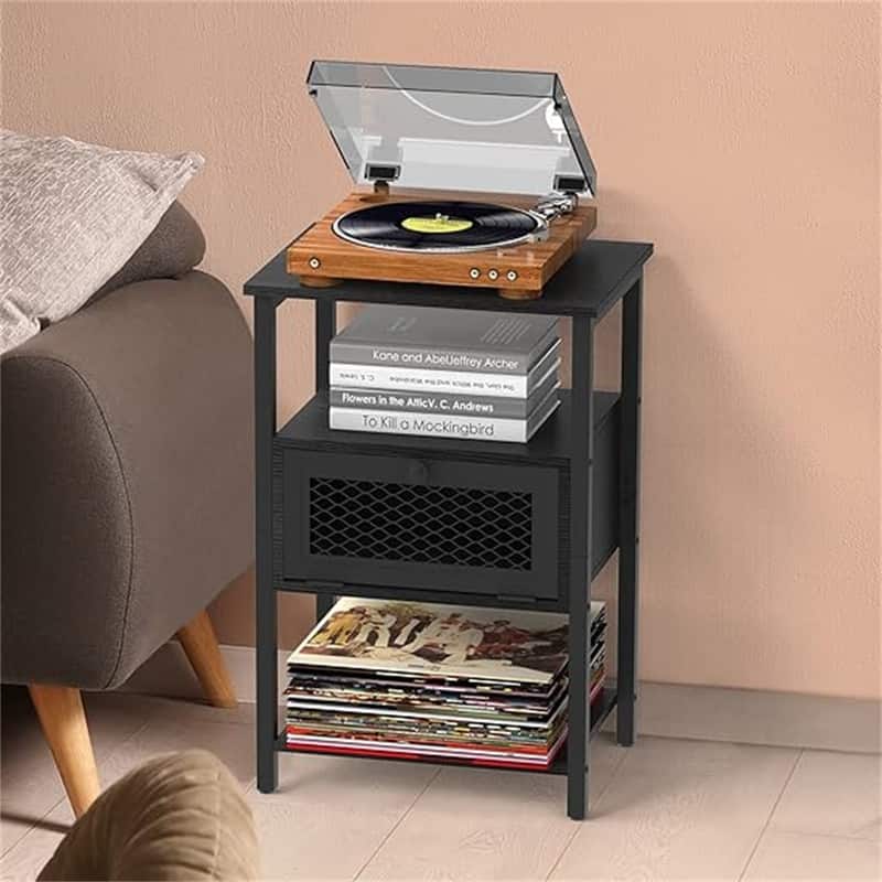 Nightstand with Charging Station - Black