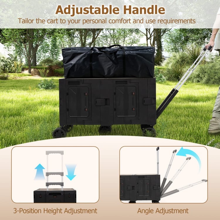 PP TPR MDF Metal Large Folding Utility Cart with Tabletop - 34" x 20" x 22"