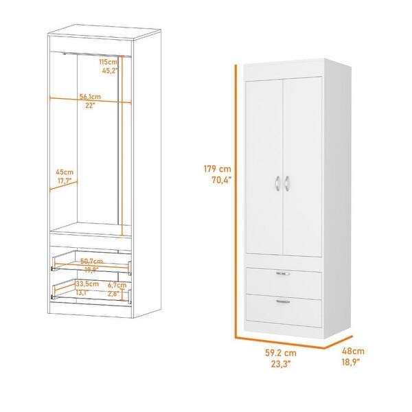 2-Drawer Armoire Smokey Oak and White with Two Bottom Drawers (Each ...