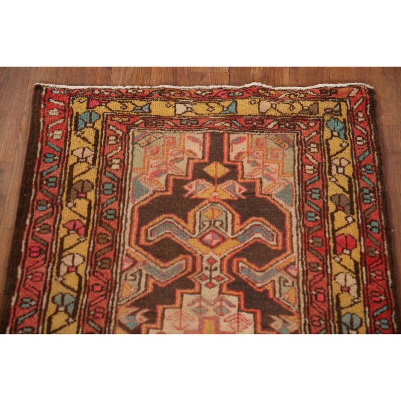Ardebil Persian Vintage Runner Rug Hand-Knotted Wool Carpet - 2'3" x 9'6"