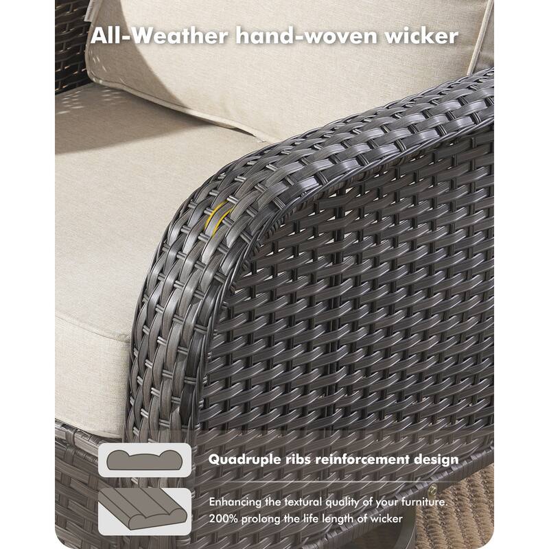 OVIOS 9-Piece Outdoor Wicker Conversation Set with Fire Pit