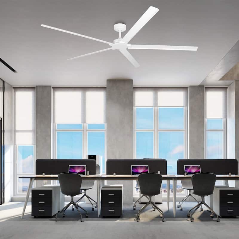 Ceiling Fan 72" Industrial 5-Blade White IPX4 Outdoor Use