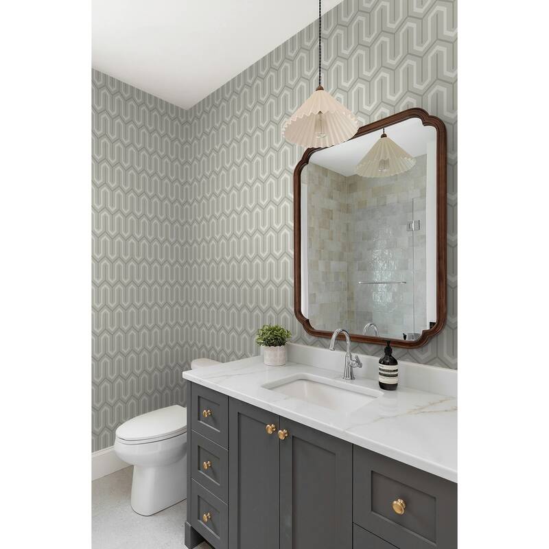 Seabrook Designs Parket Geometric Honeycomb Unpasted Wallpaper