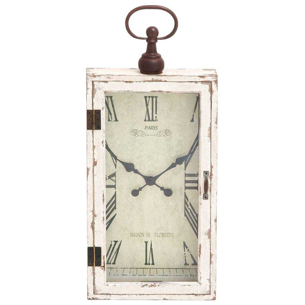 Wooden Pocket Watch Style Wall Clock with Hinged Door - White - Roche River Decor