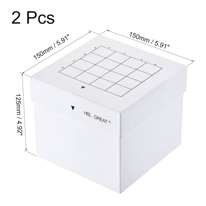 Freezer Tube Box 16 Places Rack for 50ml Microcentrifuge Tubes 2Pcs - White
