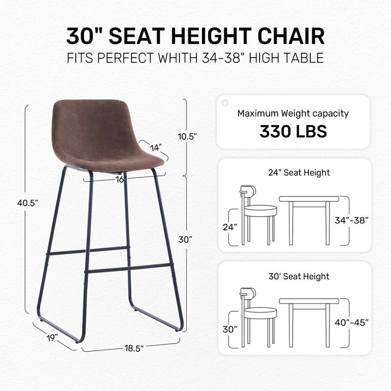 FERPIT Faux Shearling Counter Height Bar Stools Set of 2, Upholstered Bar Stools with Footrest