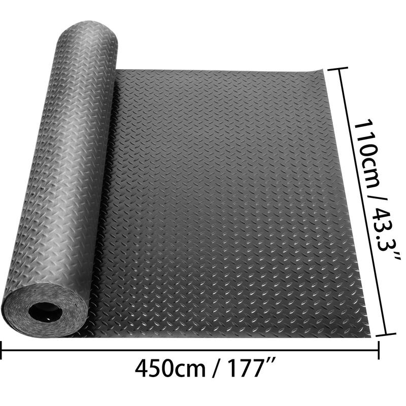 VEVOR Garage Floor Mats 2 Rolls 14.7 x 3.6 Ft Garage Mat 2.5mm Thickness Black PVC for Under Car