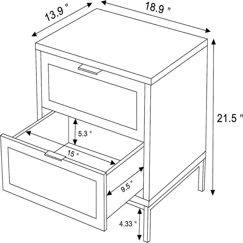 Wood Nightstand with Rattan Decor Drawer