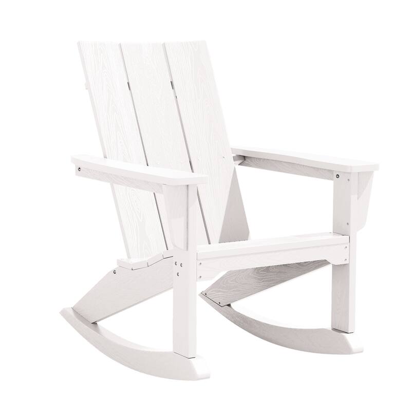 Modern Rocking Plastic Outdoor Adirondack Chair - White