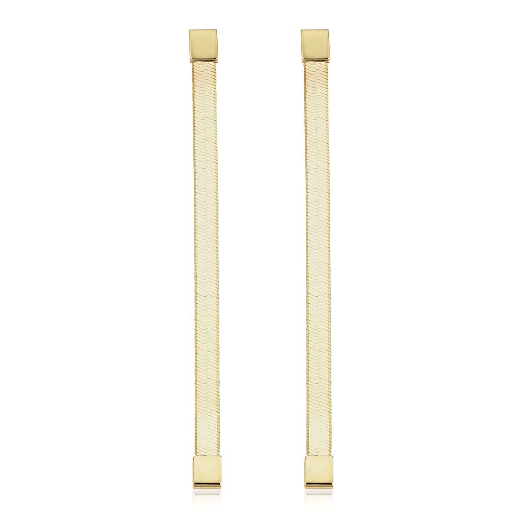 14k Yellow Gold Herringbone Earrings (1.65 inches long)