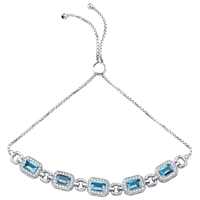 3 ct Topaz Adjustable Bracelet in Sterling Silver