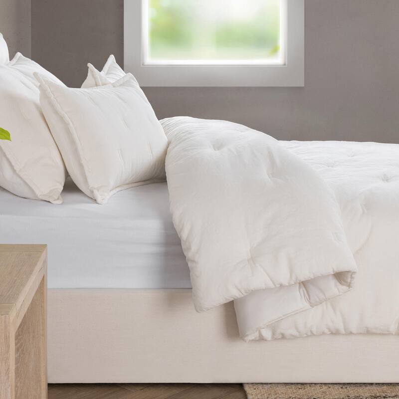 Villa by Classic Home Talia 3-Piece Linen Blend Fabric Comforter Set