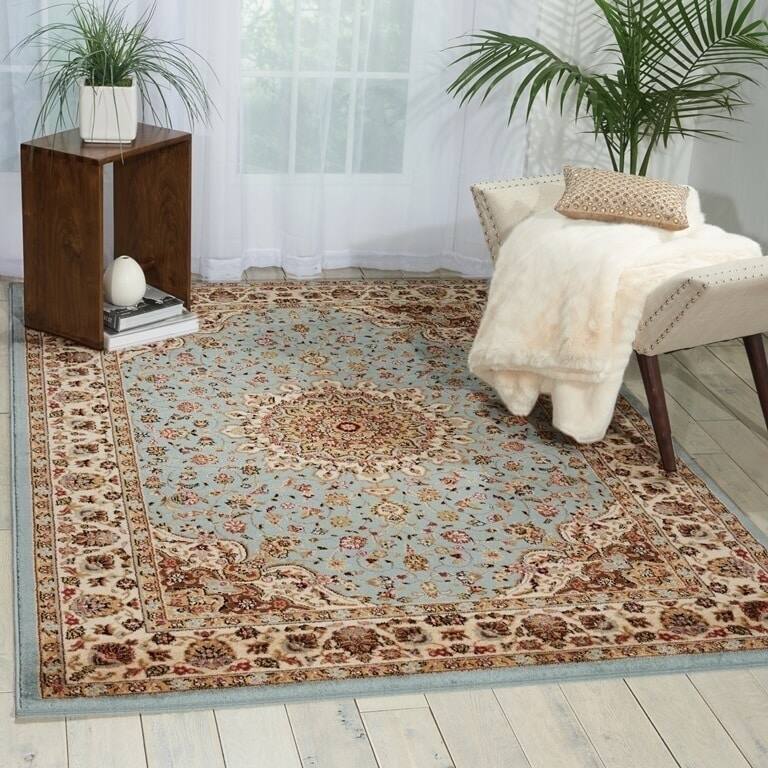 Nourison Delano Traditional Persian Medallion Border Area Rug - 6' 7" x 9' 6" - Blue - Runner/Rectangle