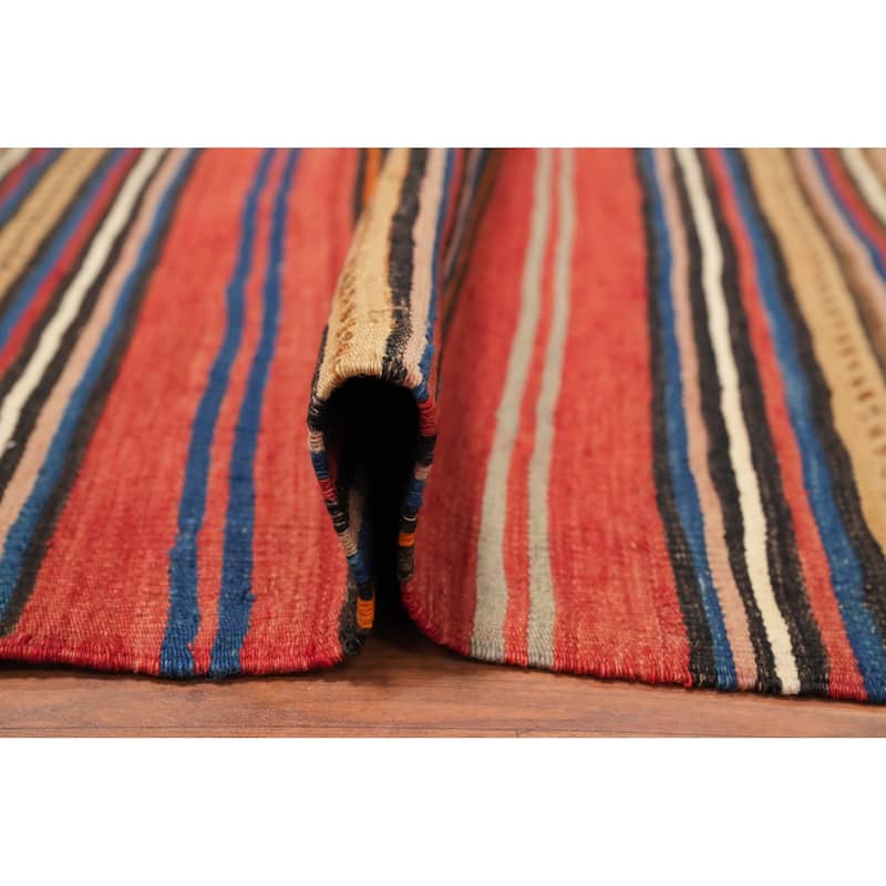 Hand Woven Oriental 100% Wool Carpet Southwestern Geometric Oranges & Rust Kilim Area Rug - 7' 11'' X 5' 2''