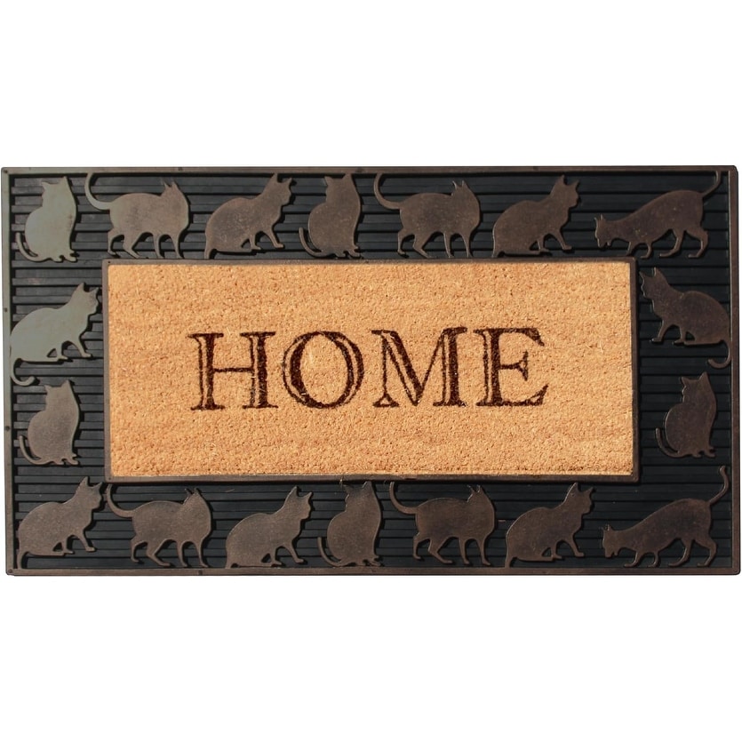 A1 Home Collections Rubber and Coir Home Design Copper Finished Decorative Doormat 18"X30"