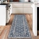preview thumbnail 35 of 38, Washable Area Rug for Entryway Moss Soft Indoor Door Mat Distressed Floral Low-Pile Kitchen Rugs 2*6ft - Blue