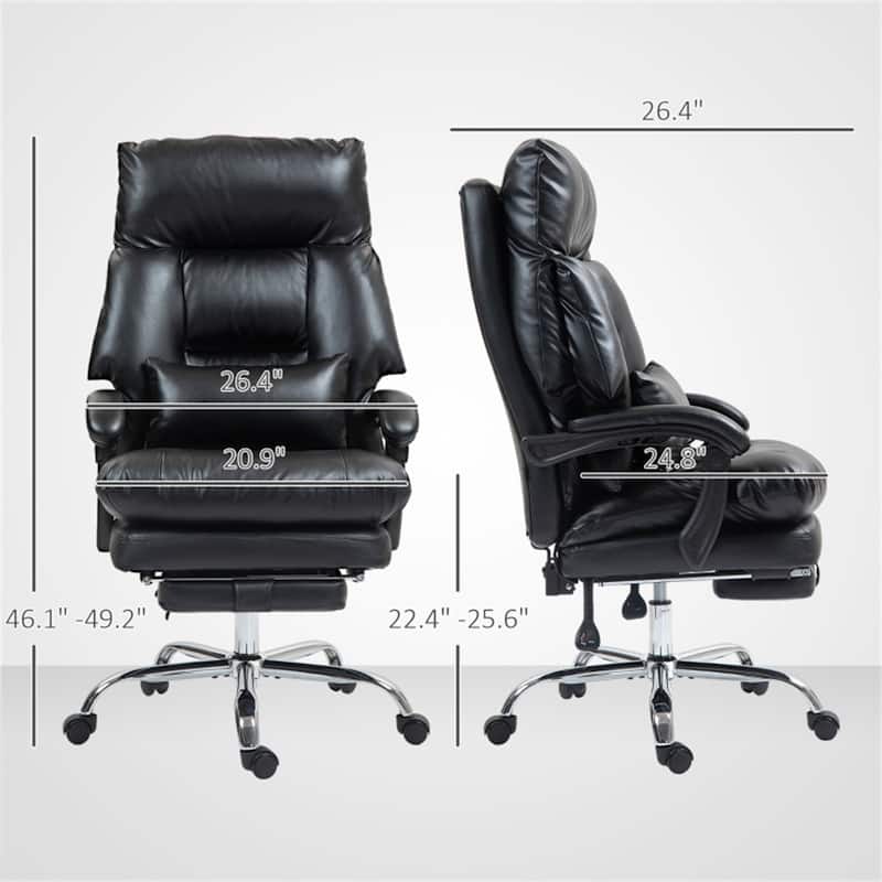 High Back Adjustable Seat Height PU Leather Desk Chair with Thick Cushion and Recline Function