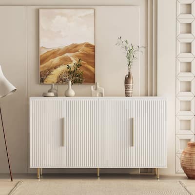 Modern Buffet Cabinet with Storage, Fluted Sideboard Large Buffet with Adjustable Shelves, Credenza