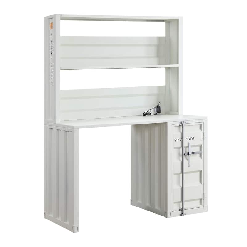 Kamloops Writing Desk with Hutch - White