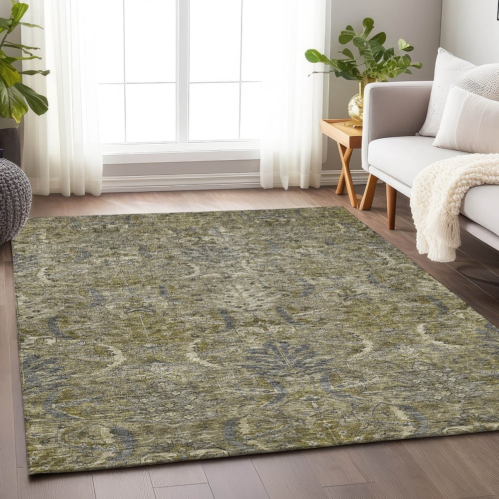 Machine Washable Indoor/ Outdoor Boho Traditional Chantille Rug