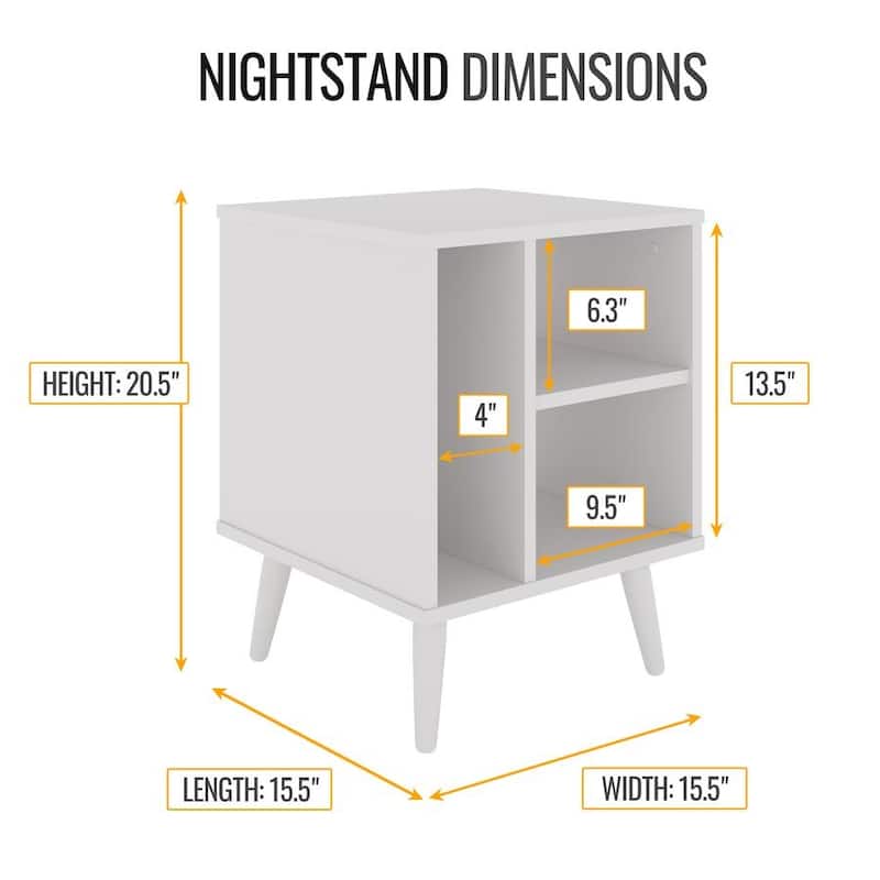 Boyd Sleep Warwick Mid-Century Modern 3-Shelf Nightstand