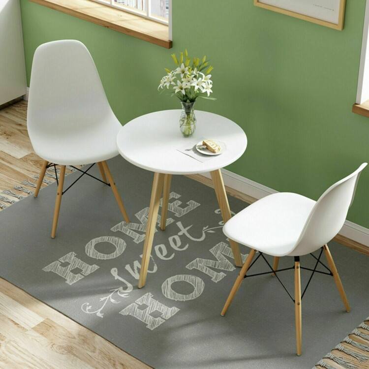 Set of 2 Ergonomic Dining Chairs with Cushion and Sturdy PP Seat and Wooden Frame - 18" x 19" x 33" (W x D x H)