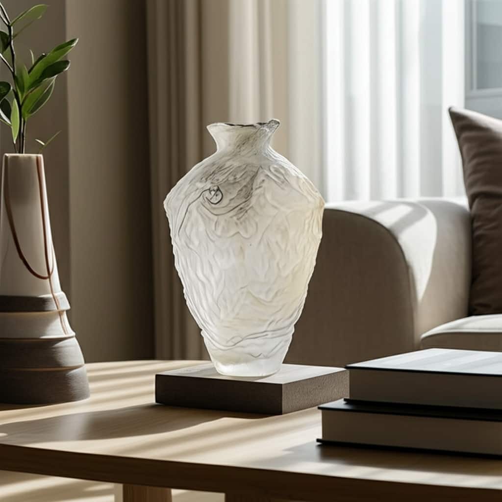 Glass Decorative Vase Contemporary Swirl Flower Pattern Centerpiece