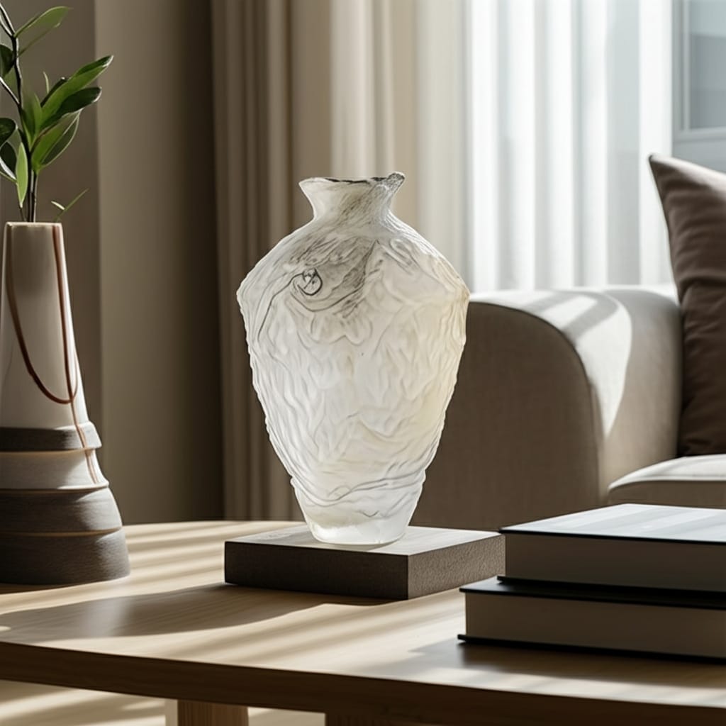 Glass Decorative Vase Contemporary Swirl Flower Pattern Centerpiece